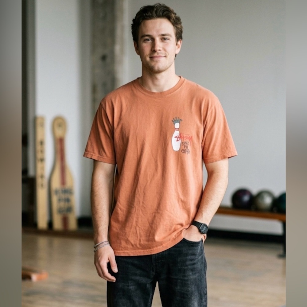 Stussy Orange Graphic Tee